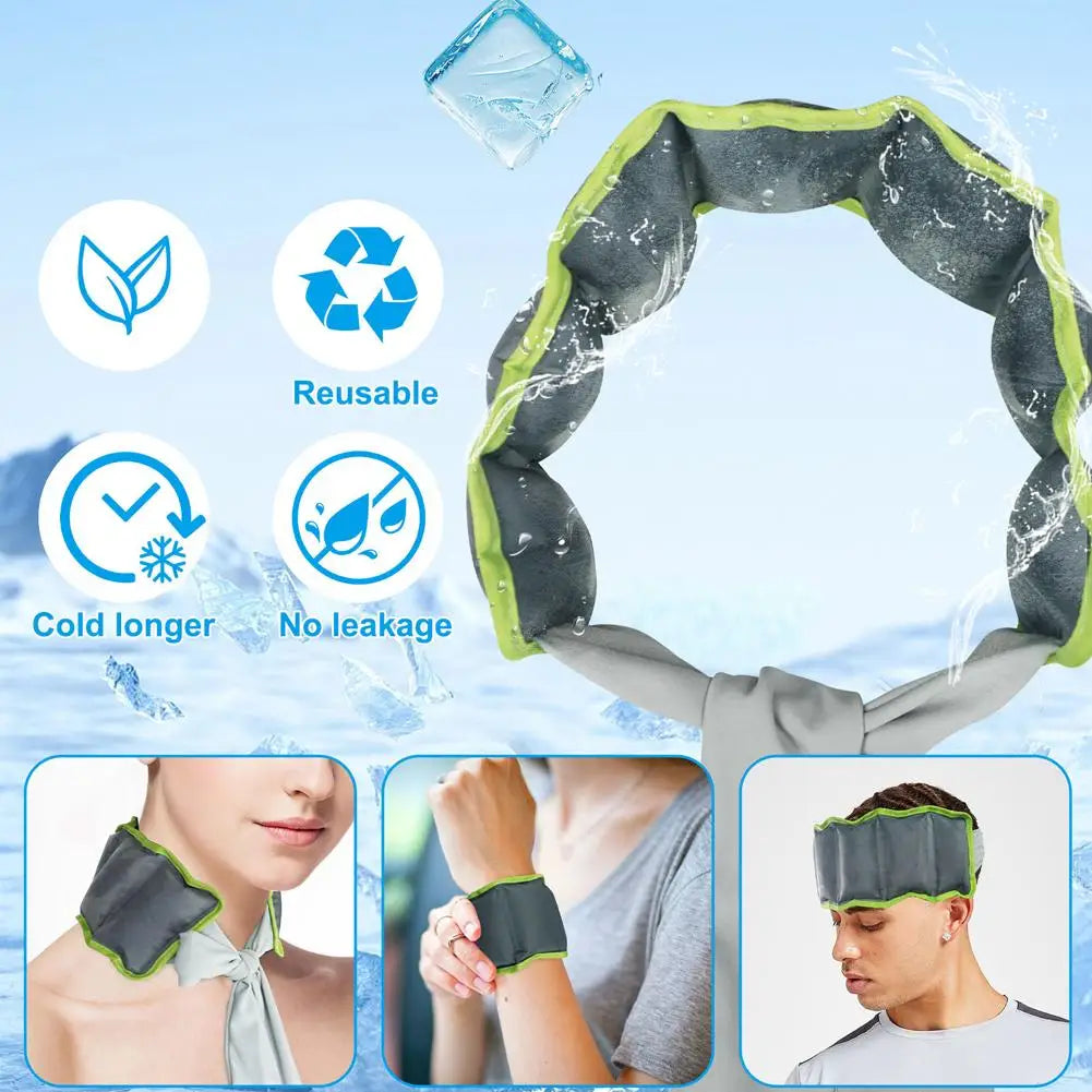 Reusable Cooling Neck Ice Scarf – Adjustable Summer Wrap Cooling Neck Wrap Axl