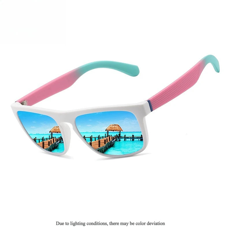 Polarized Square Sunglasses Unisex – Matte Frame UV Protection Polarized Sunglasses Axl pink-blue-1pcs