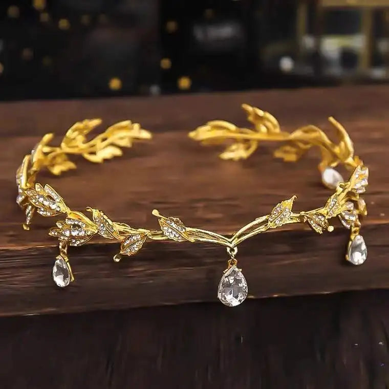 Crystal Crown Headband – Bridal Wedding Tiara Hair Accessory Bridal Tiara Headband Axl Gold