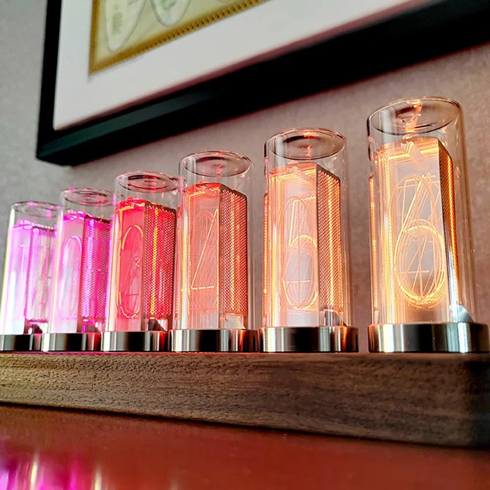 Nixie Tube Clock Wood RGB LED DIY Kit – Cyberpunk Desk Clock Nixie Tube Desk Clock Axl