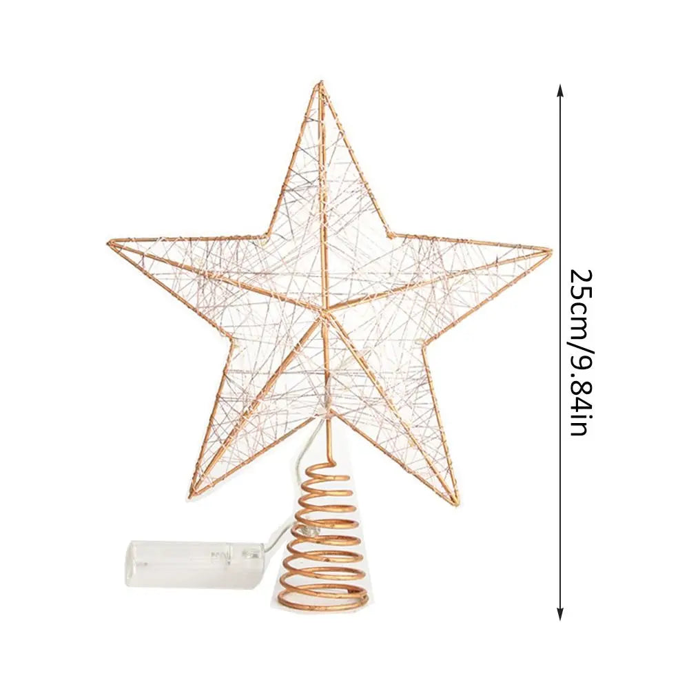 LED Pearl Wire Star Christmas Tree Topper – Gold Iron, 10 LEDs Christmas Tree Topper Axl
