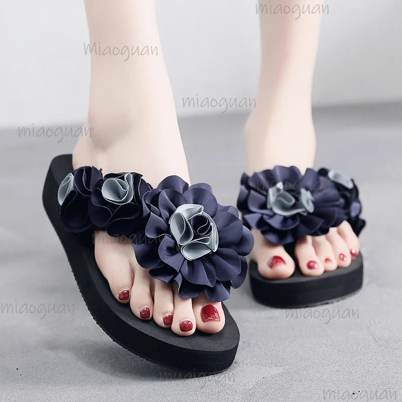 Bohemian Floral Wedge Flip Flops – Women's Platform Sandals Wedge Flip Flops Axl