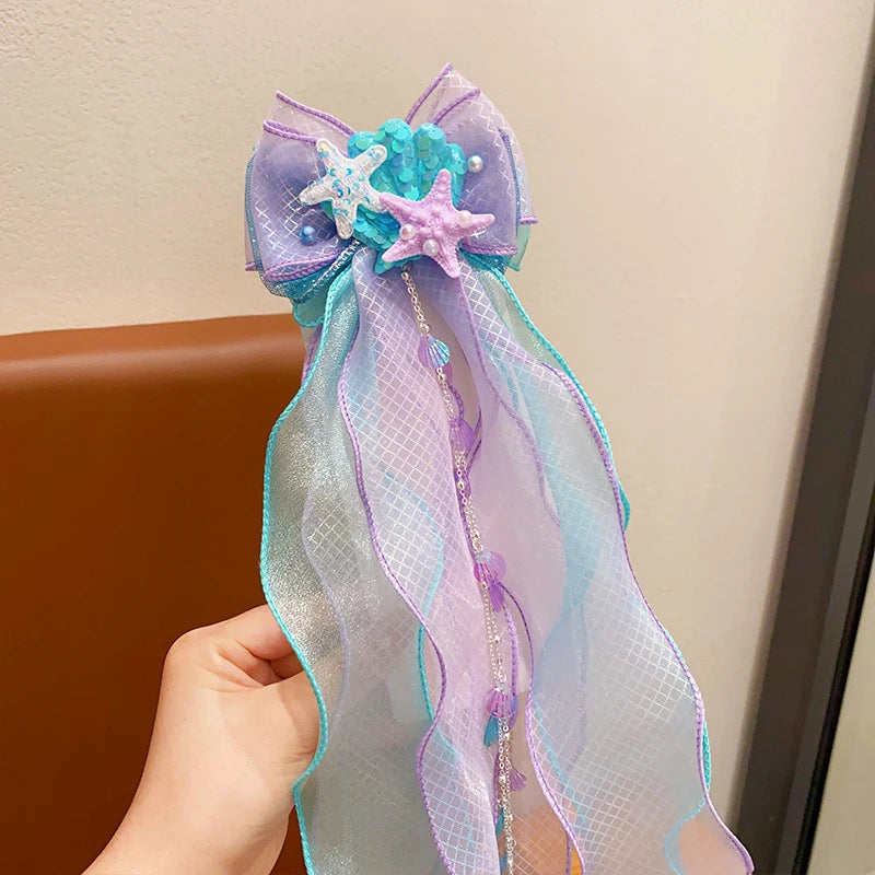 Mermaid Princess Bow Hair Clip – Girls Braided Hair Accessory Hair Clip Accessory Axl N2