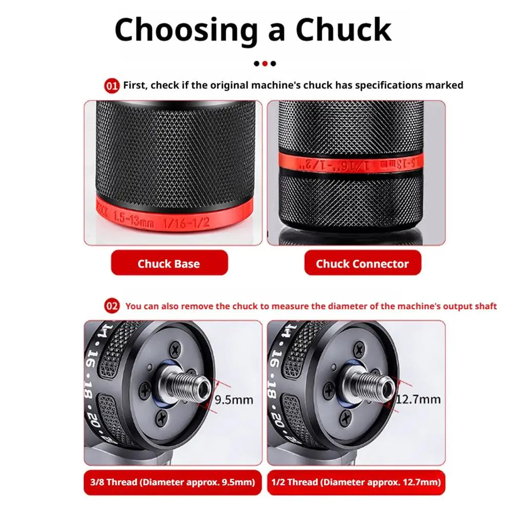 Ratchet Self-Locking Keyless Drill Chuck 0.8–13mm Metal Keyless Drill Chuck Axl