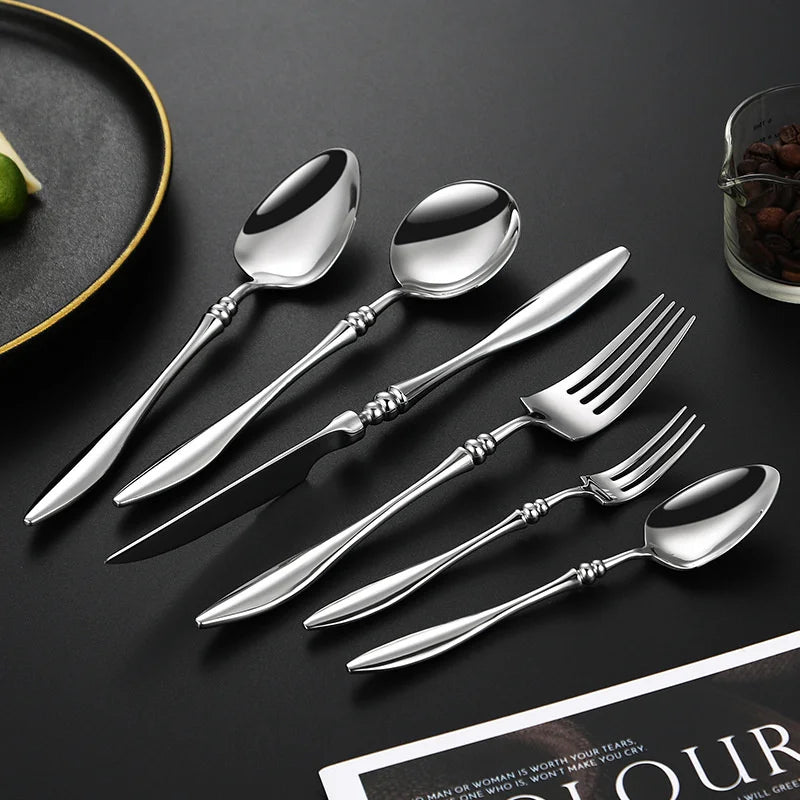 Mirror-Polished 304 Stainless Steel Flatware Set – Knife Fork Spoon Flatware Set Axl