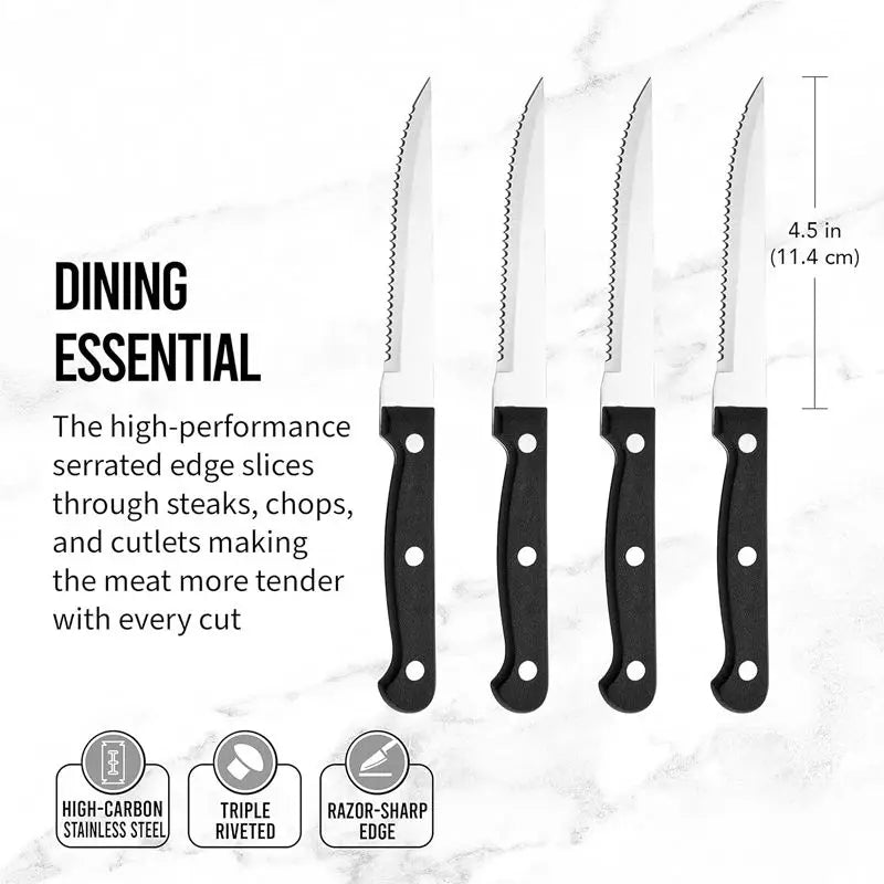 Serrated Stainless Steel Steak Knives Set – 4 to 16 Pieces Steak Knife Set Axl