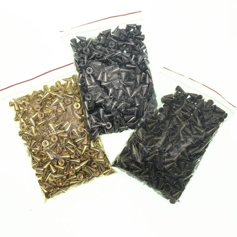 100Pcs Cone Studs & Spikes – Punk DIY Rivets for Leather & Clothes Punk Craft Studs Axl