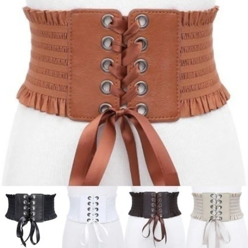 Women's Wide Elastic Corset Belt with Tassels | High Waist Wide Corset Belt Axl