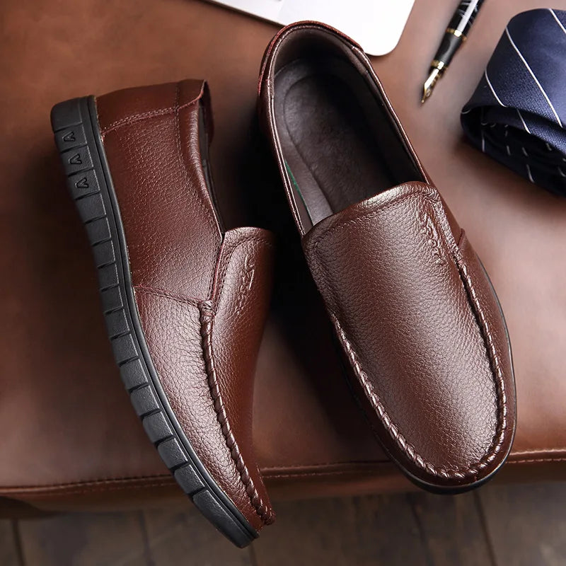 Men's Genuine Leather Slip-On Loafers | Handmade Moccasin Men's Leather Loafers Axl