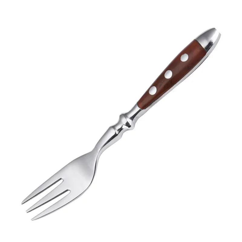 Stainless Steel Cutlery Set – Black Wood Handle Fork Spoon Knife Cutlery Flatware Set Axl tea fork