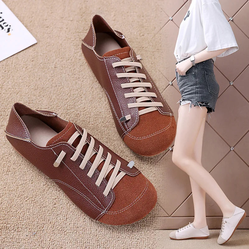 Women's Harajuku Flat Loafers – Wide Toe Lace-Up Slip-On Mules Women's Flat Loafers Axl