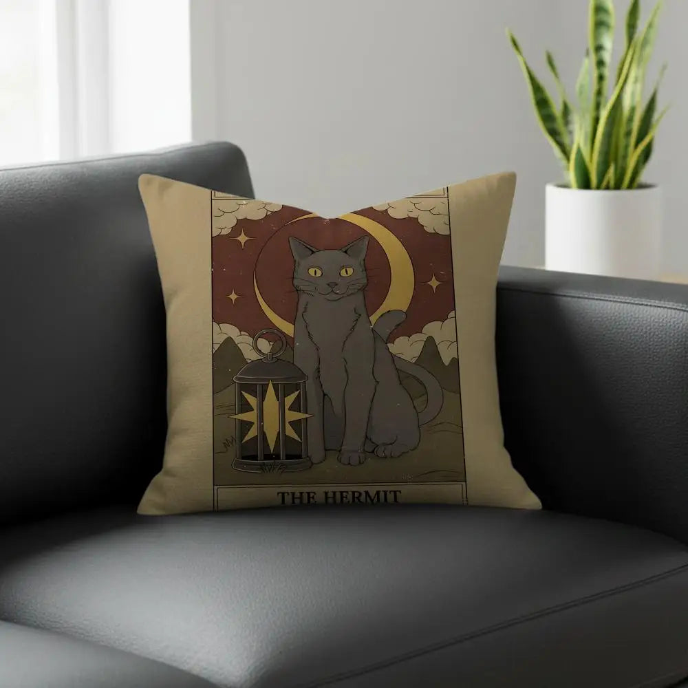 Tarot Cat Linen Cushion Cover – Sofa, Bed & Chair Décor Linen Cushion Cover Axl White8 60X60cm