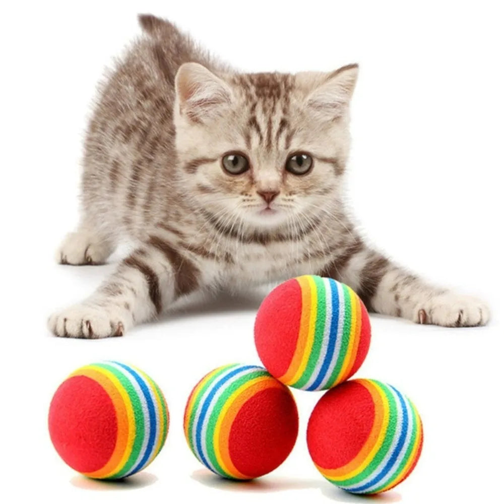 Rainbow EVA Cat Toy Balls 5-Pack – Interactive Pet Play Cat Toy Balls Axl