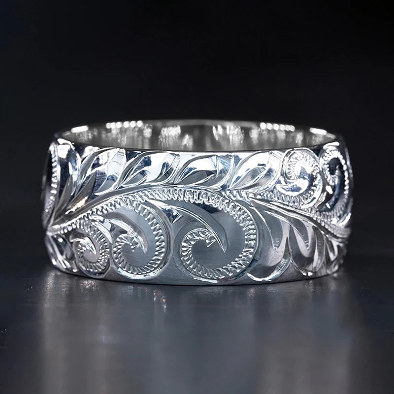 Huitan Silver-Plated Carved Statement Ring for Women Fashion Statement Ring Axl Q528 7