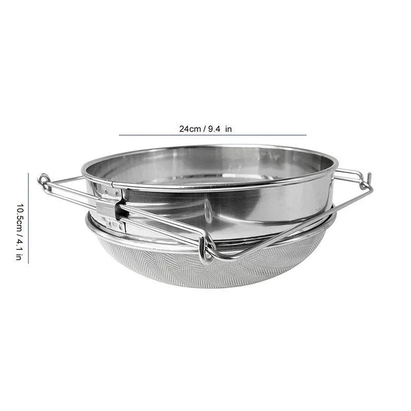 Stainless Steel Double Sieve Honey Strainer | Beekeeping Filter Honey Strainer Axl Silver