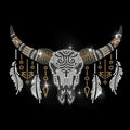 Rhinestone Iron-On Patch – Bohemian Cow Skull Appliqué 29.7x21cm Iron-On Rhinestone Patch Axl AECH04-17709