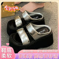 Women's Platform Sandals – Muffin Sole Slip-On Beach Shoes Platform Sandals Axl silver 35