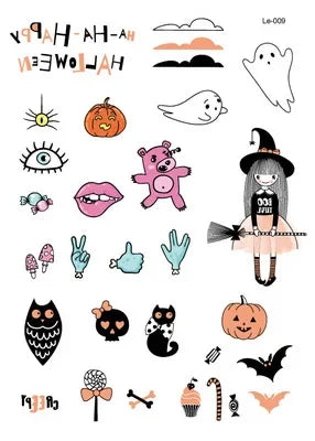 Halloween Glow Temporary Tattoo Stickers 2 Pack | Waterproof Temporary Tattoo Stickers Axl Le-009