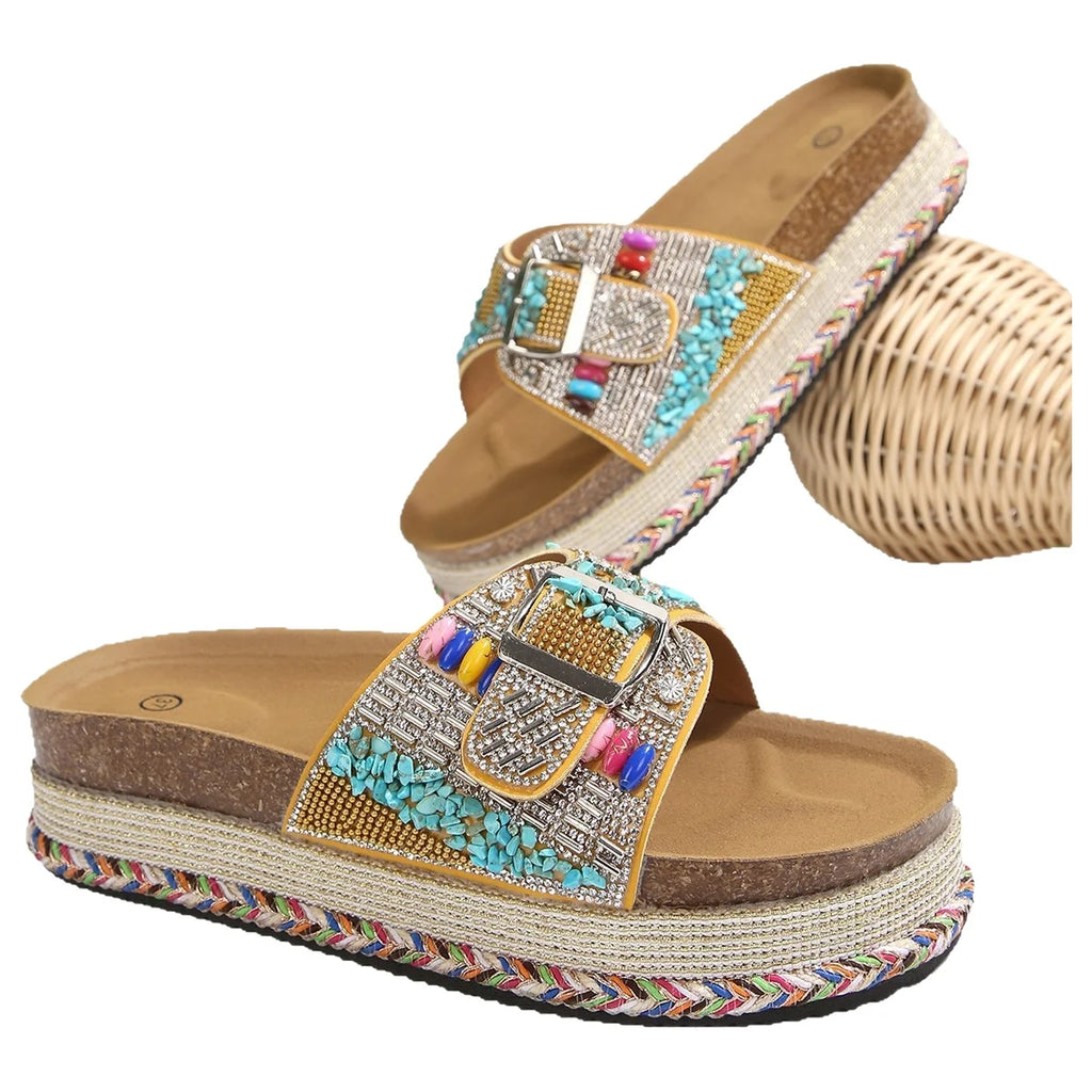 Women's Platform Wedge Thong Sandals – Ethnic Style, Sizes 5–14 Platform Wedge Sandals Axl