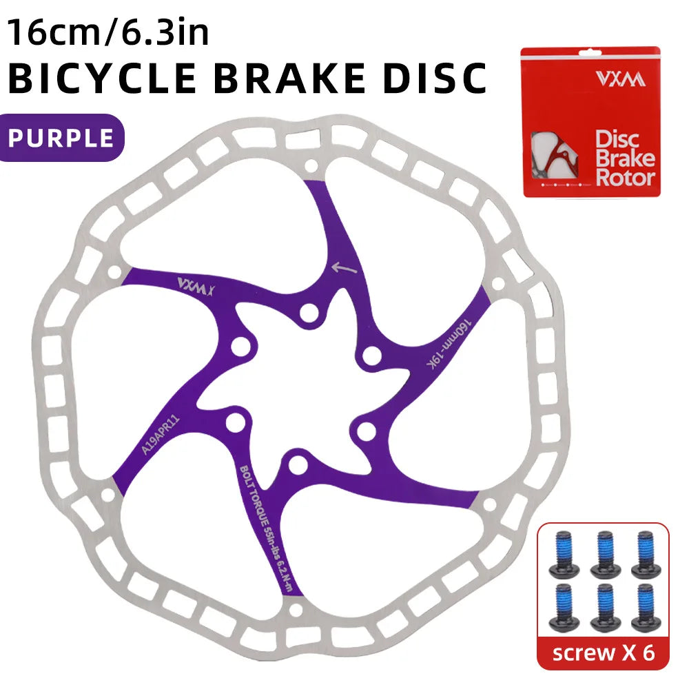 VXM Floating Disc Brake Rotor 160/180mm 6-Bolt MTB Bike Disc Brake Rotor Axl 160MMpurple