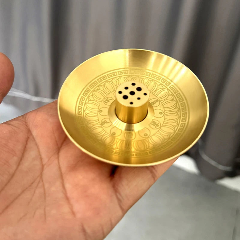 Round 9-Hole Brass Incense Holder Tray – Yoga & Meditation Incense Holder Tray Axl