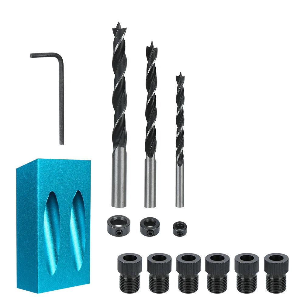 15° Pocket Hole Jig Kit with Drill Bits – 7/14/15 Pcs Pocket Hole Jig Kit Axl 14PCS