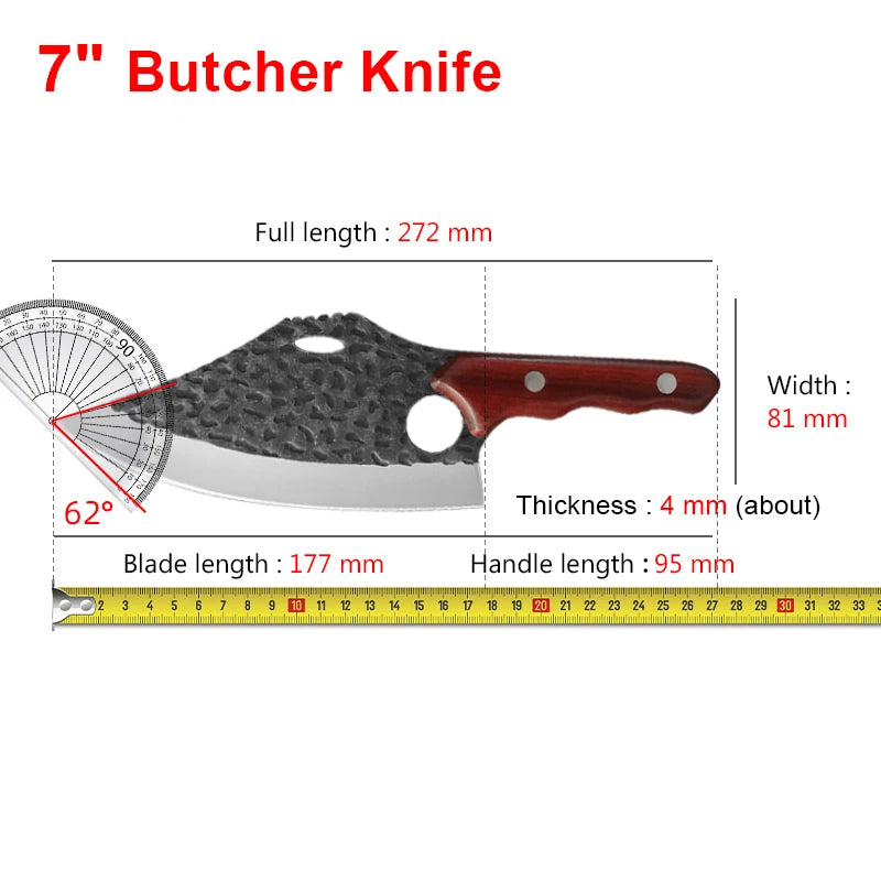 InLeung Hand Forged Butcher Knife – Stainless Steel Cleaver Kitchen Cleaver Knife Axl