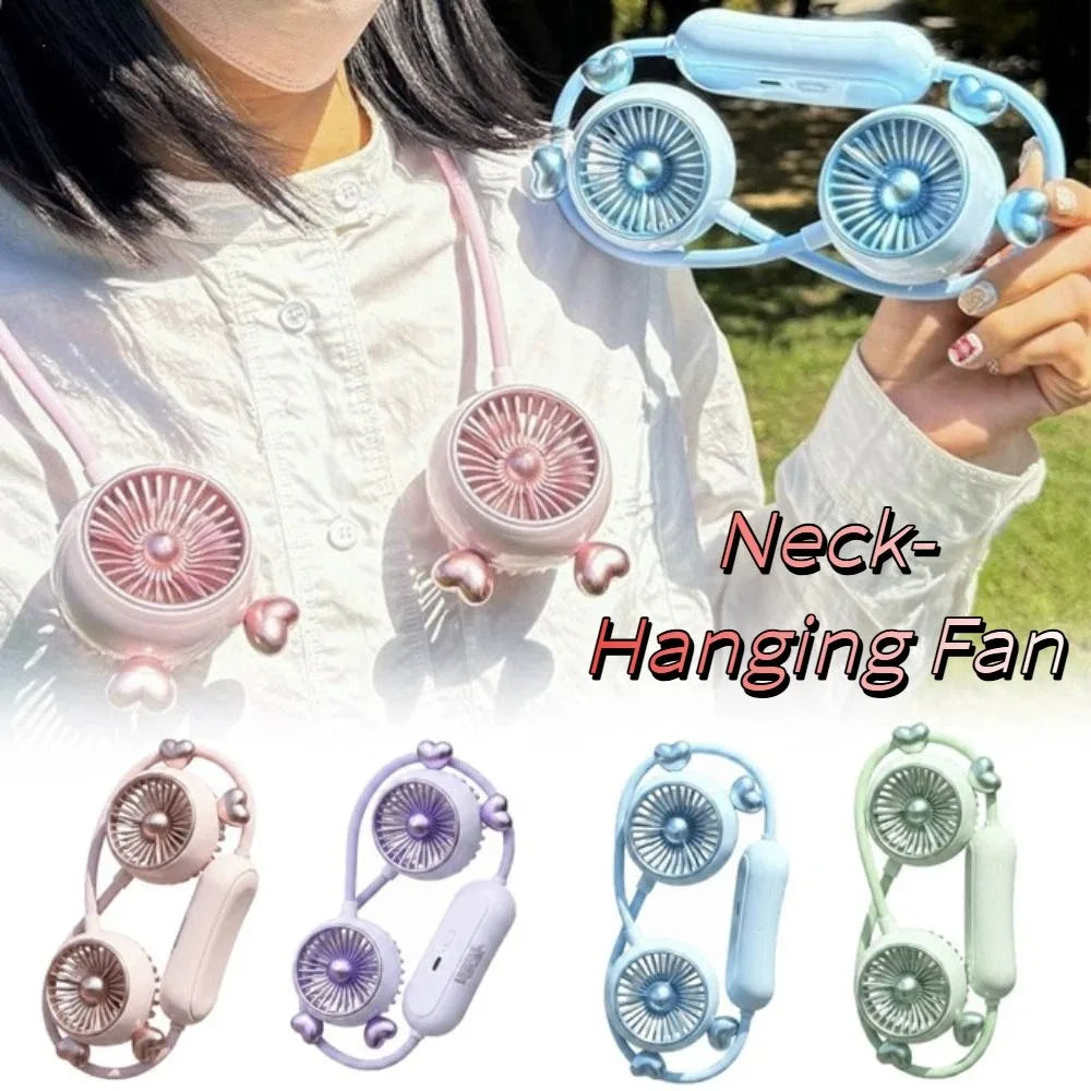 Foldable USB Rechargeable Neck Fan – Quiet Hands-Free Cooling Wearable Neck Fan Axl