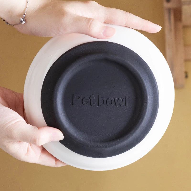 Ceramic Cat Food Bowl with Anti-Slip Silicone Pad Cat Food Bowl Axl