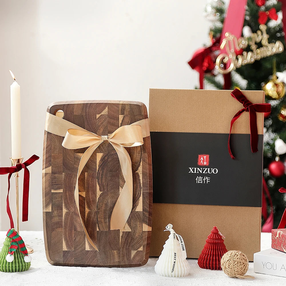 XINZUO End Grain Acacia Wood Cutting Board 36x24cm | LFGB End Grain Cutting Board Axl