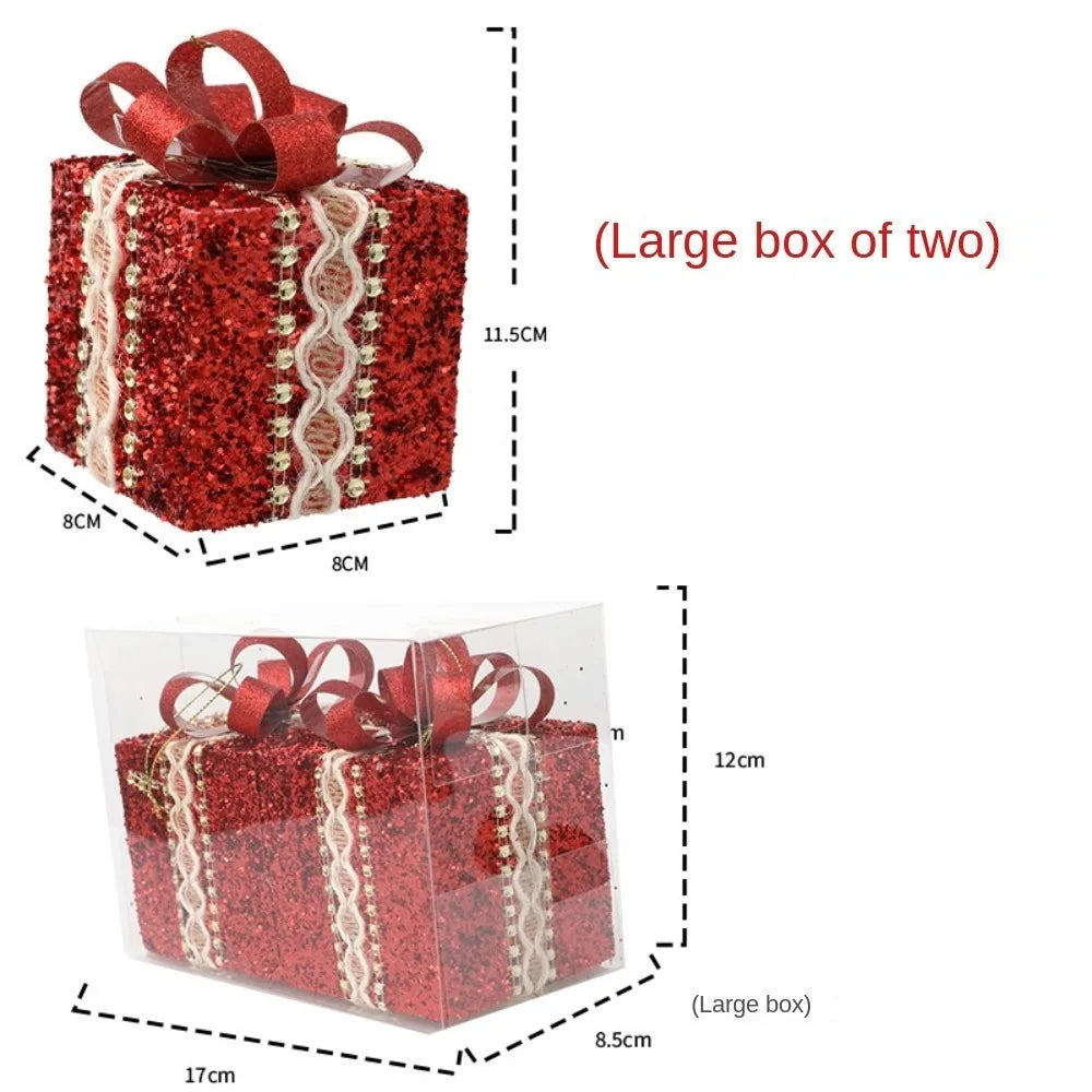Lace Gift Box Christmas Tree Ornaments – DIY Plastic Pendant Set Christmas Tree Ornament Axl Red Large