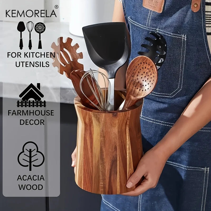 KEMORELA 360° Rotating Wooden Utensil Holder & Caddy Utensil Holder Axl