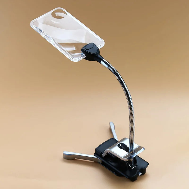Rectangular LED Magnifying Glass with Desk Clip | Reading Aid LED Desk Magnifier Axl
