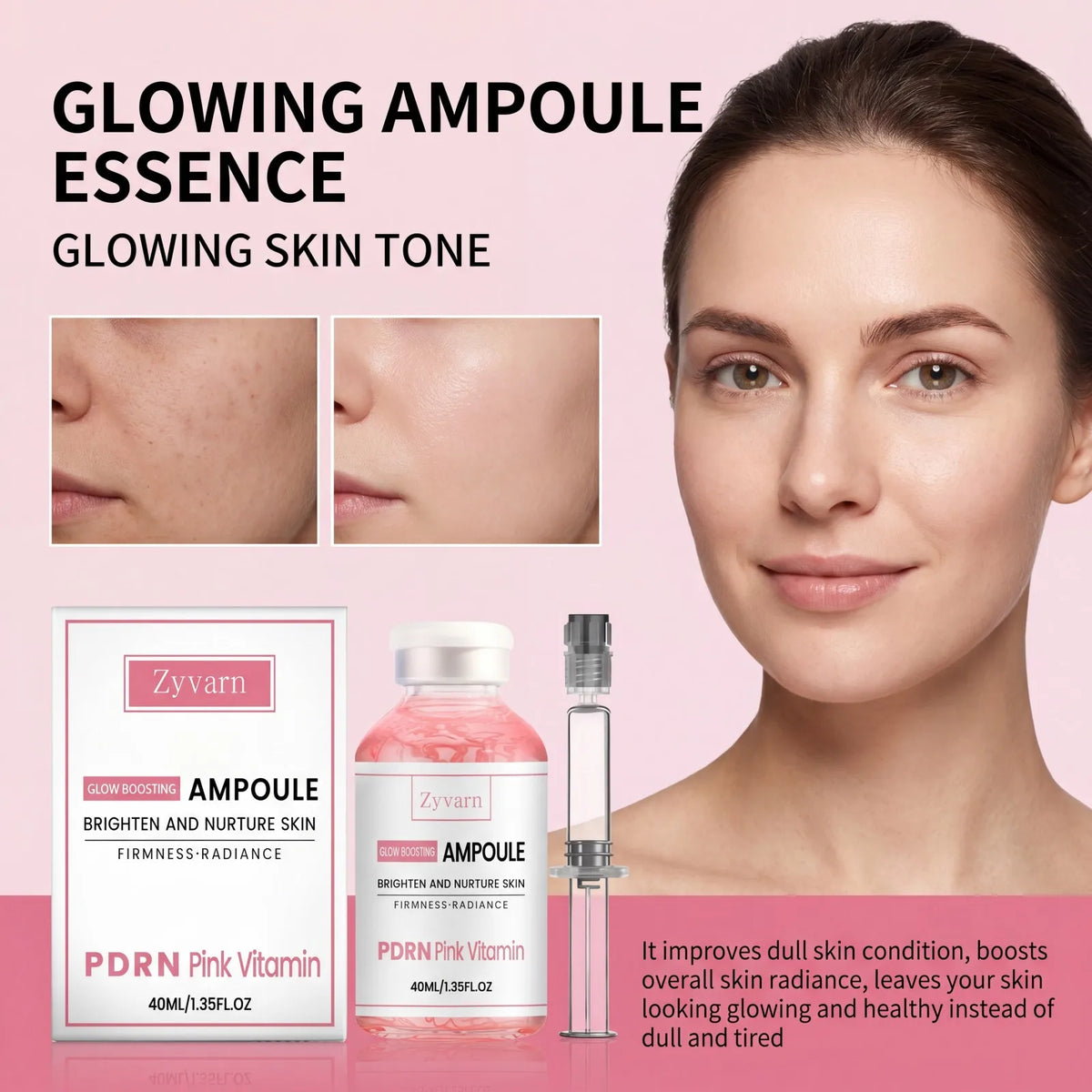 PDRN Pink Vitamin Serum – Brightening Glow Ampoule Brightening Face Serum Axl