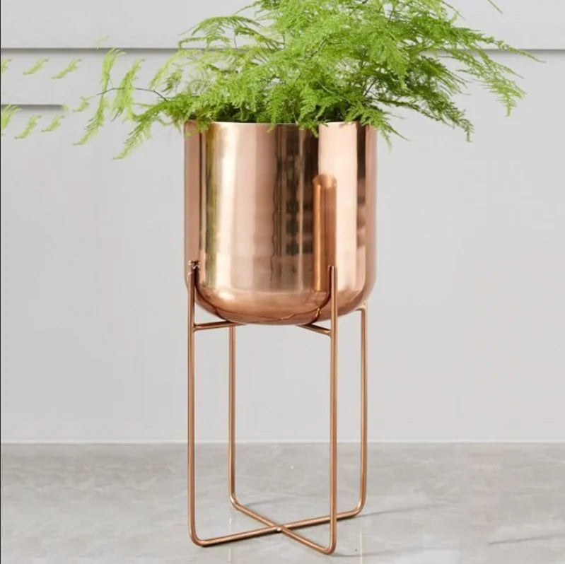 Nordic Iron Flower Pot Stand – Indoor & Outdoor Plant Shelf Rack Plant Pot Stand Axl Rose Gold-Medium