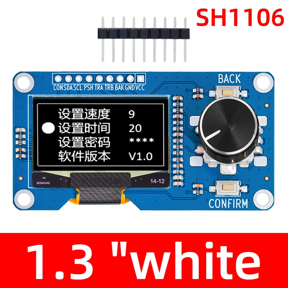 OLED Display 0.96/1.3" + EC11 Rotary Encoder Module for Arduino OLED Display Module Axl 1.3 inch white