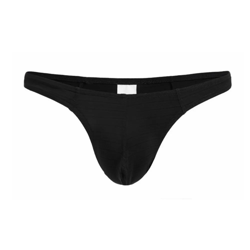 Men's Ice Silk Thongs – Breathable Low Waist Nylon Briefs Men's Thong Underwear Axl Black 2XL