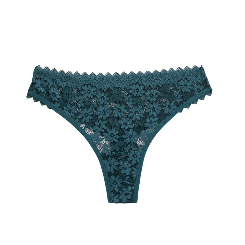 Women's Lace Floral Cotton Briefs – Seamless Low-Rise Panties Women's Briefs Axl Green L 1pc-1pc-