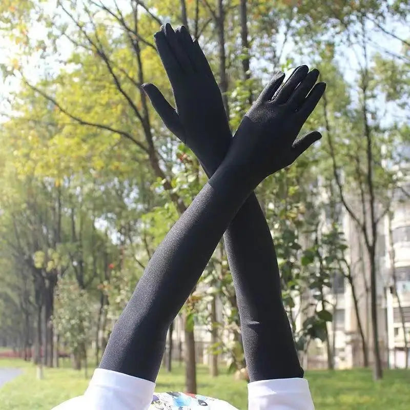 Black Long Stretch Spandex Evening Gloves | Ball & Wedding Formal Evening Gloves Axl Black