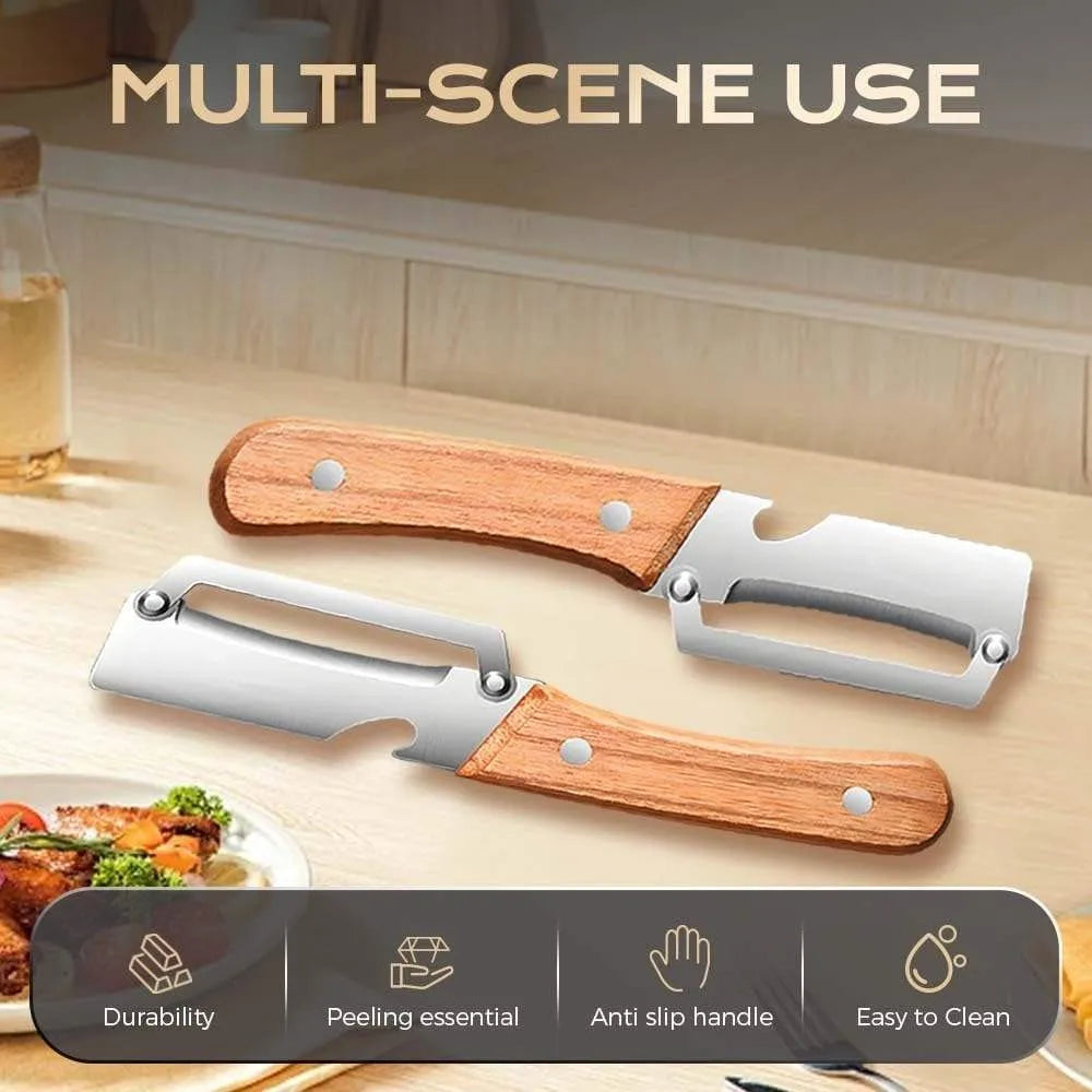 Stainless Steel Fruit & Vegetable Peeler – Oak Wood Handle Vegetable Peeler Axl