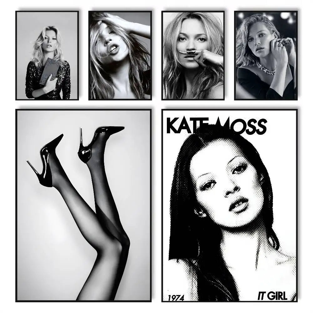 Kate Moss Fashion Art Poster – Self-Adhesive Waterproof Wall Decor Wall Art Poster Axl