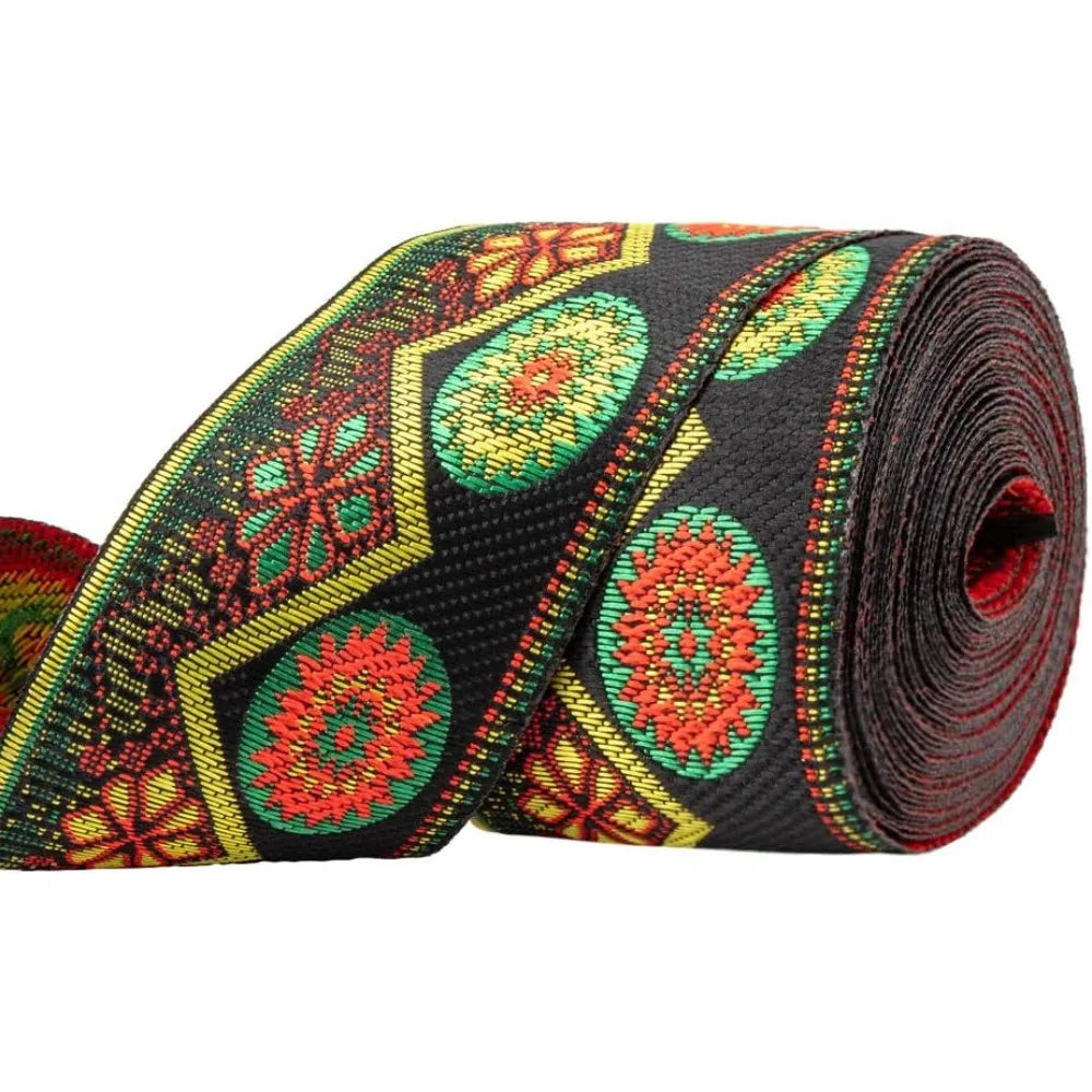 Floral Embroidery Polyester Ribbon 48.5mm 7m | Craft Trim Craft Ribbon Trim Axl AECH04-18374