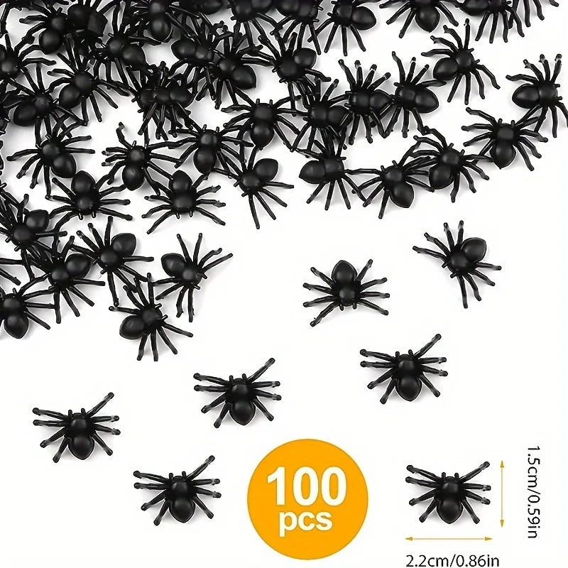Realistic Mini Spider Halloween Decorations – Prank & Haunted House Halloween Decoration Axl Black-100pcs