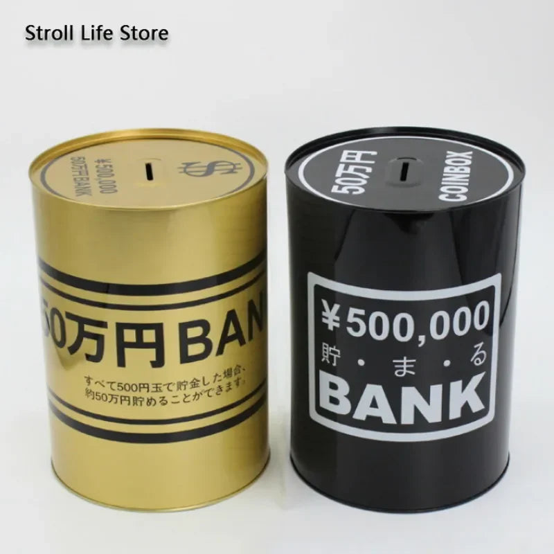 Large Gold Metal Piggy Bank – Coin & Paper Money Saving Jar Metal Piggy Bank Axl