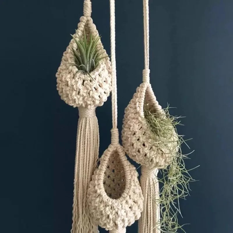 Pineapple Macrame Hanging Basket | Cotton Woven Plant Holder Macrame Plant Hanger Axl