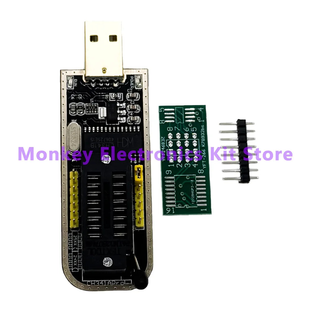 CH341A USB Programmer Kit – EEPROM Flash BIOS + SOIC8 Clip USB Programmer Kit Axl 1PCS CH341A Module