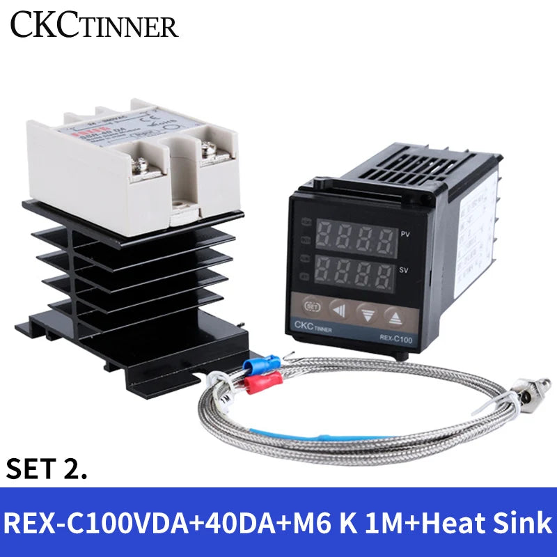 REX-C100 PID Temperature Controller Kit – 40A SSR & K Thermocouple PID Temperature Controller Axl set2