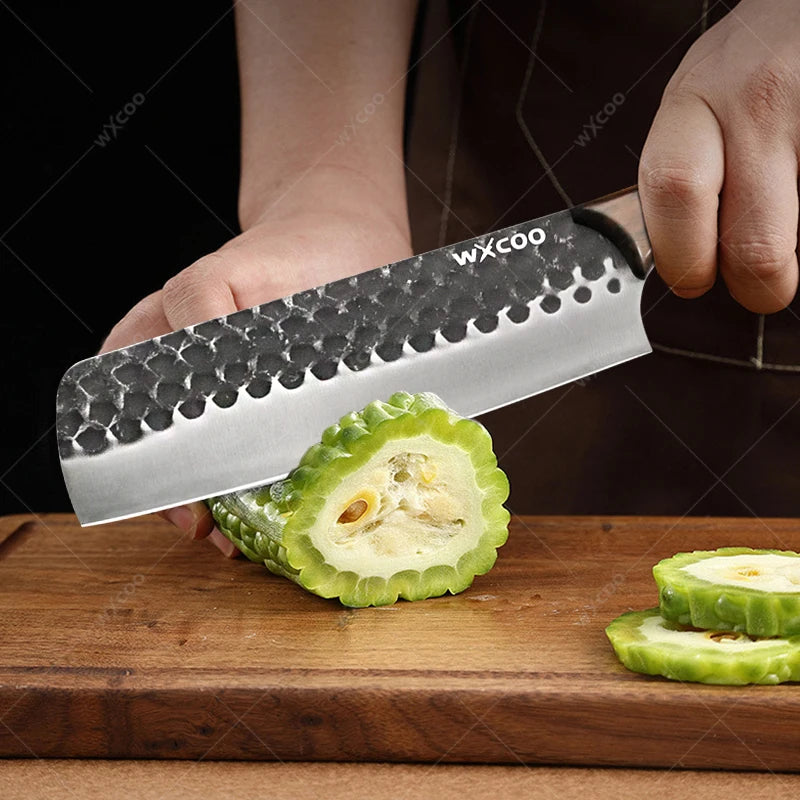 WXCOO Stainless Steel Meat Cleaver Chef Knife – Wood Handle Kitchen Cleaver Knife Axl