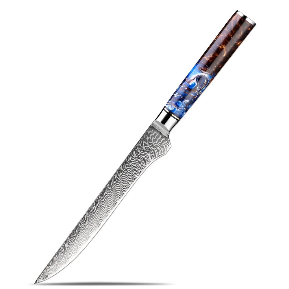 XITUO 6-Inch Damascus VG10 Boning & Fillet Knife | Resin Handle Boning Knife Axl Boning Knife
