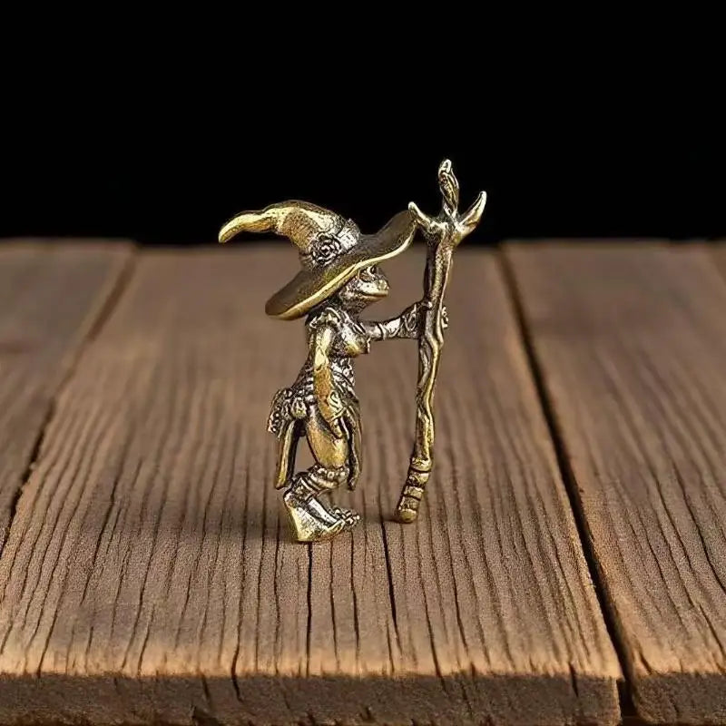 Vintage Brass Frog Wizard Statue | Desktop Figurine Ornament Desktop Figurine Ornament Axl